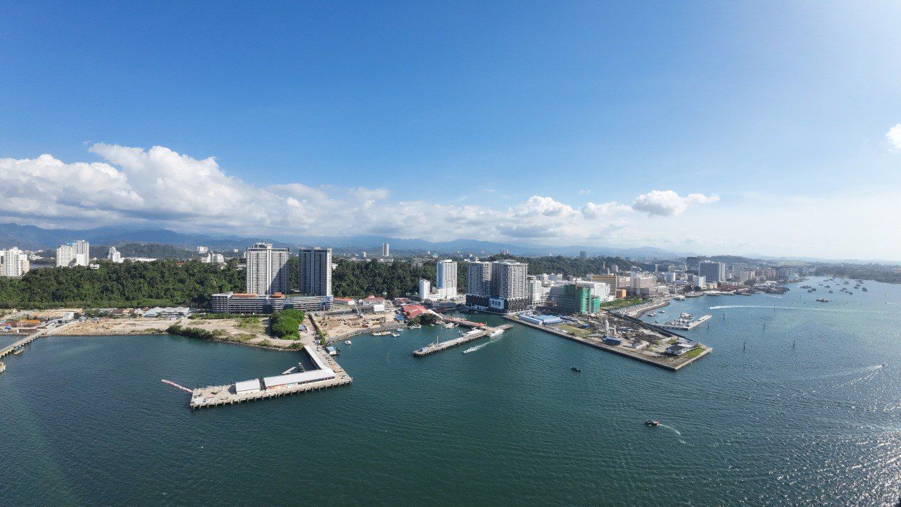 Panoramic view of Kota Kinabalu waterfront and Jesselton Point